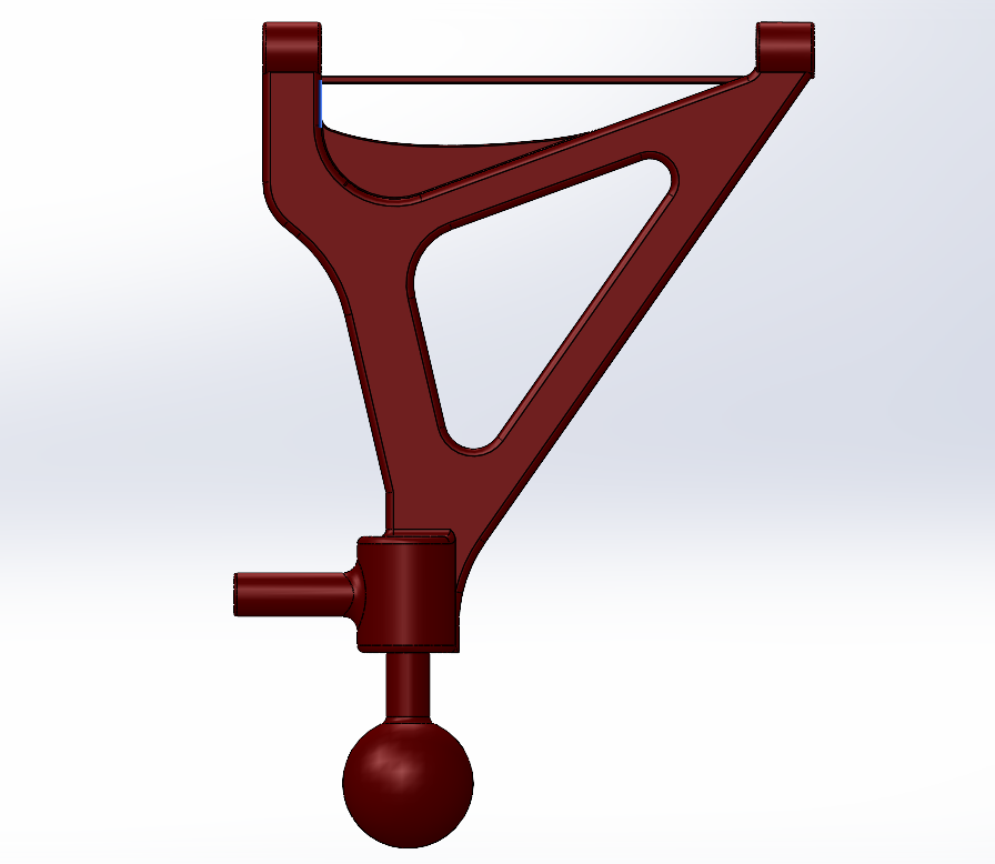 Another iteration of the lower control arm with a larger lightening opening.